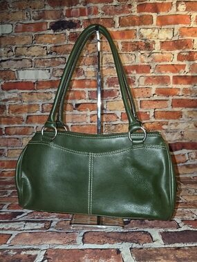 Crazy Horse By Liz Claibourne Olive Green Faux Leather Shoulder Bag